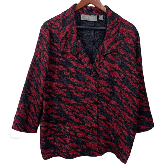 Chico’s Traveler Collection Crinkle Textured Animal Print Jacket Blazer Size L - Picture 1 of 12